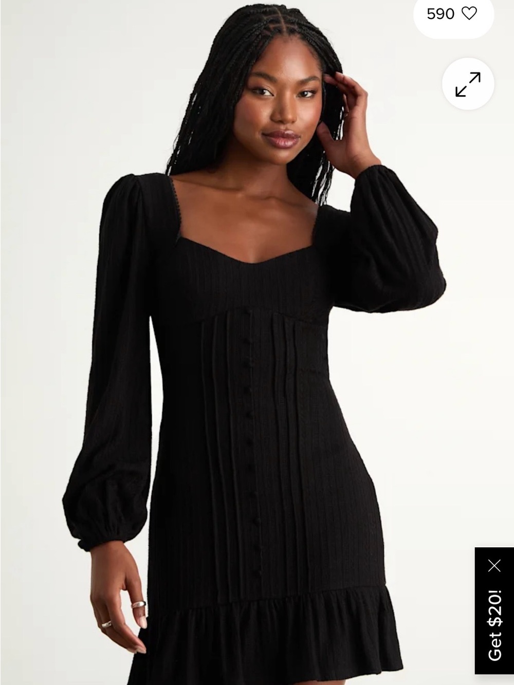 Lulu's Black Sweetheart Long-Sleeve Mini Dress